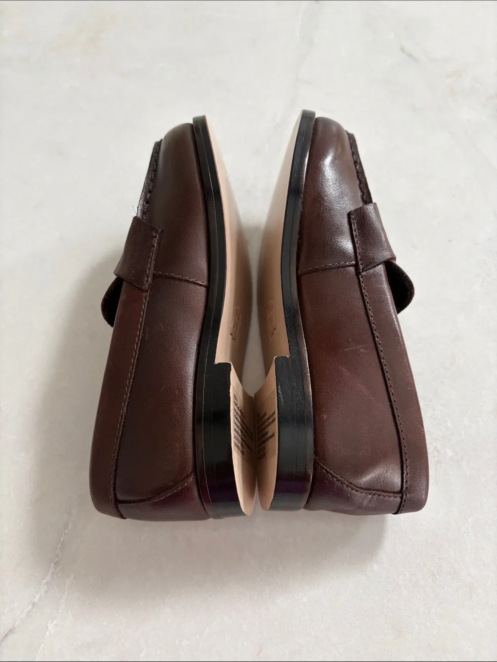 Janie and Jack NWOT ? Leather Penny Loafers Brown Slip On Wedding Dressy Size 9
